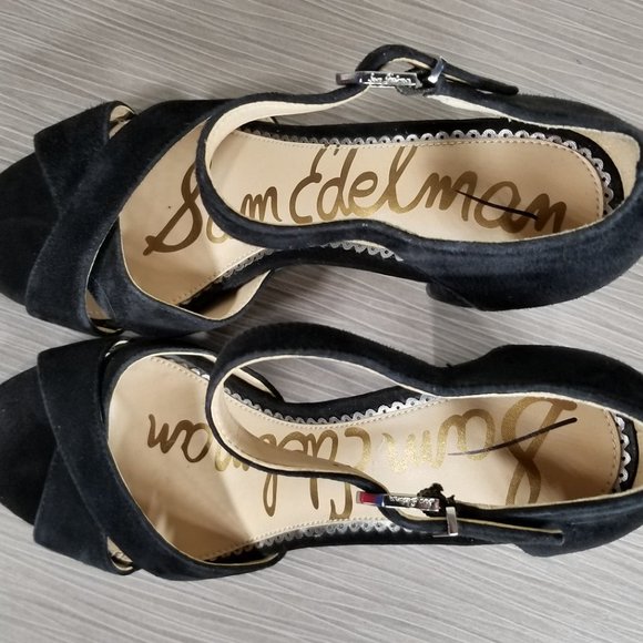 Sam Edelman Orlane Ankle Strap Sandal, Black Suede, Womens Size 7 - Picture 8 of 10